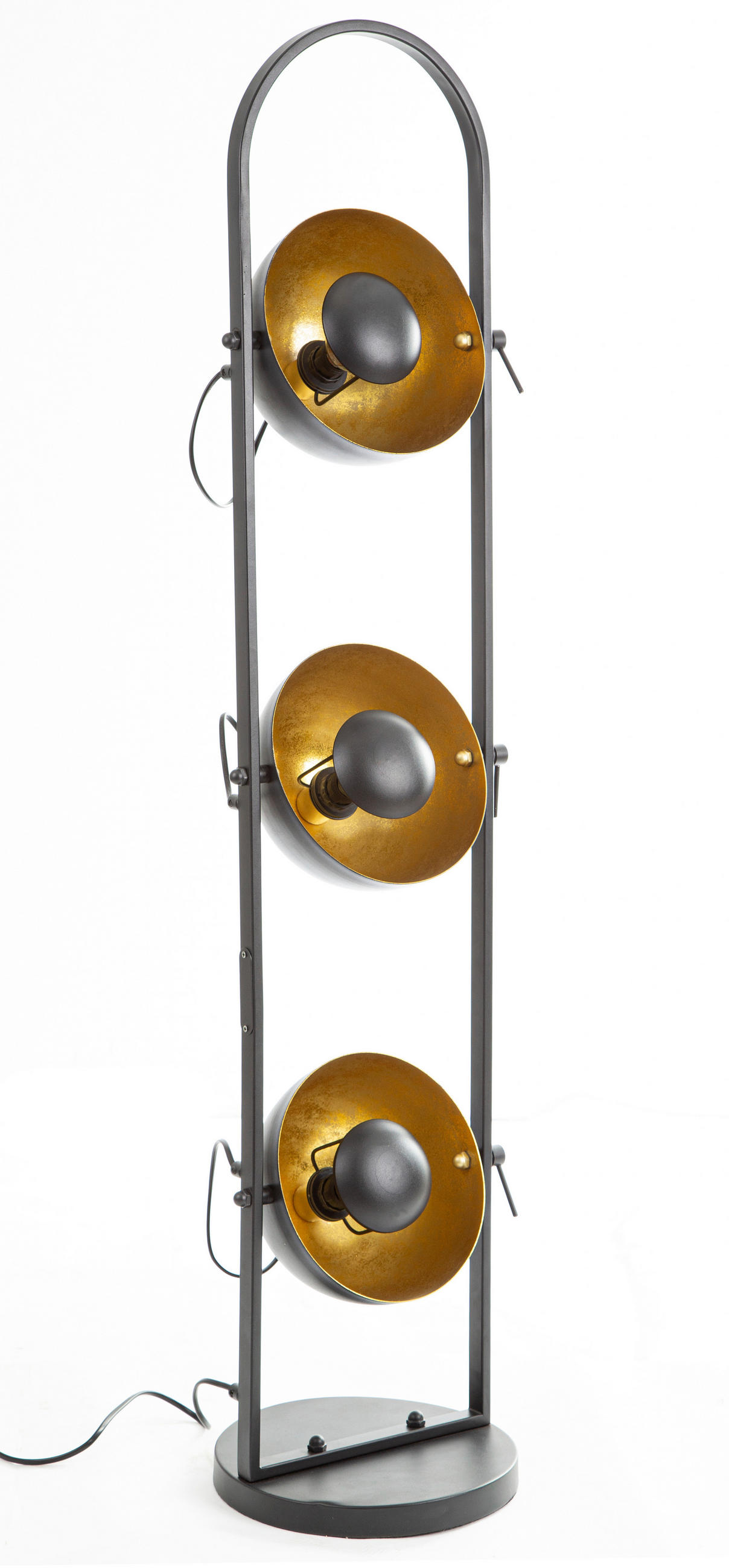 STEHLEUCHTE - Goldfarben/Schwarz, Design, Kunststoff/Metall (25/25/117cm) - Globo