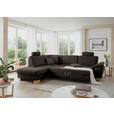 ECKSOFA in Mikrofaser Mokka  - Wildeiche/Beige, KONVENTIONELL, Holz/Textil (236/286cm) - Voleo