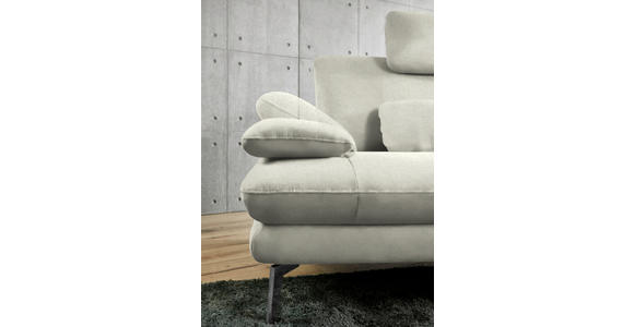 ECKSOFA in Velours Ecru 284/184 cm - Ecru/Schwarz, Design, Textil/Metall (284/184cm) - Dieter Knoll