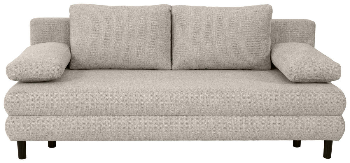 SCHLAFSOFA Webstoff Graubraun  - Graubraun/Schwarz, Design, Textil/Metall (197/84/92,5cm) - home24