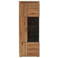 VITRINE  in furniert, massiv Balkeneiche Grau, Eichefarben - Eichefarben/Anthrazit, Natur, Glas/Holz (75/204/37cm) - Linea Natura