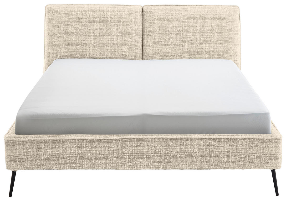 POLSTERBETT 180/200 cm  in Beige  - Beige/Schwarz, Modern, Textil/Metall (180/200cm) - Livetastic