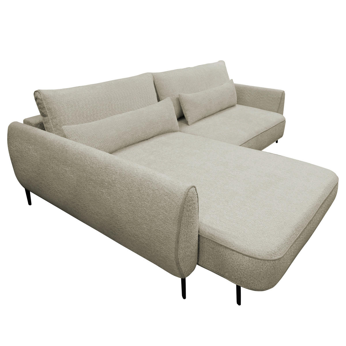 ECKSOFA Creme Bouclé  - Creme/Schwarz, Design, Textil/Metall (204/273cm) - MID.YOU