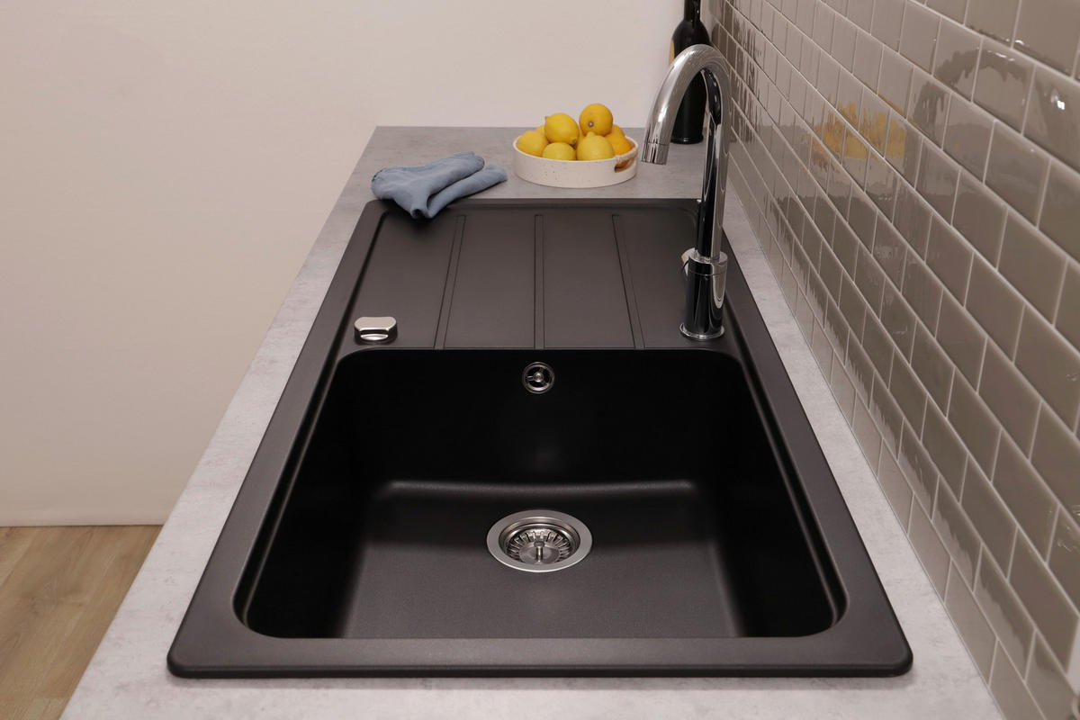SPÜLE AUSTIN100X50S  - Schwarz, Design, Stein (100/20/50cm) - Respekta