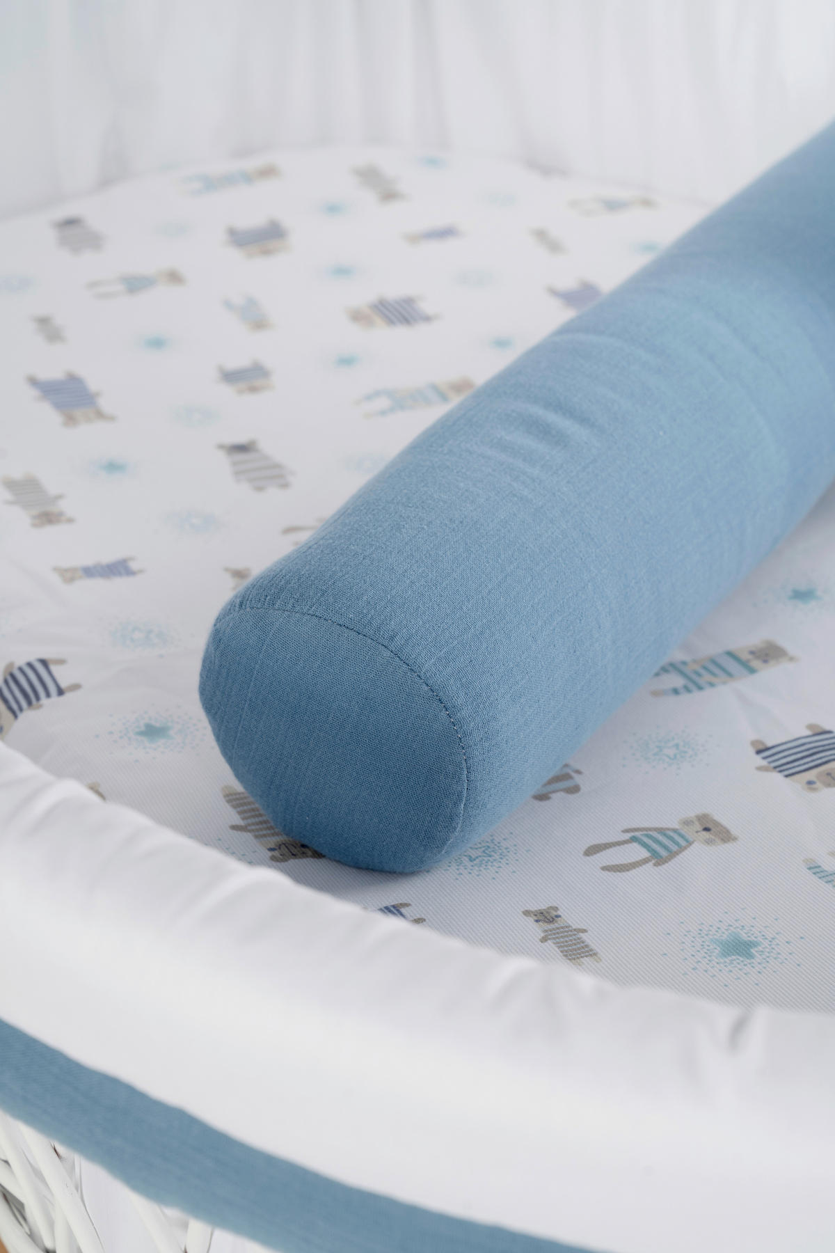 STUBENWAGENSET Pyjamabär  Weiß, Pastellblau  - Pastellblau/Weiß, Basics, Kunststoff/Textil (130/180cm) - Mionido
