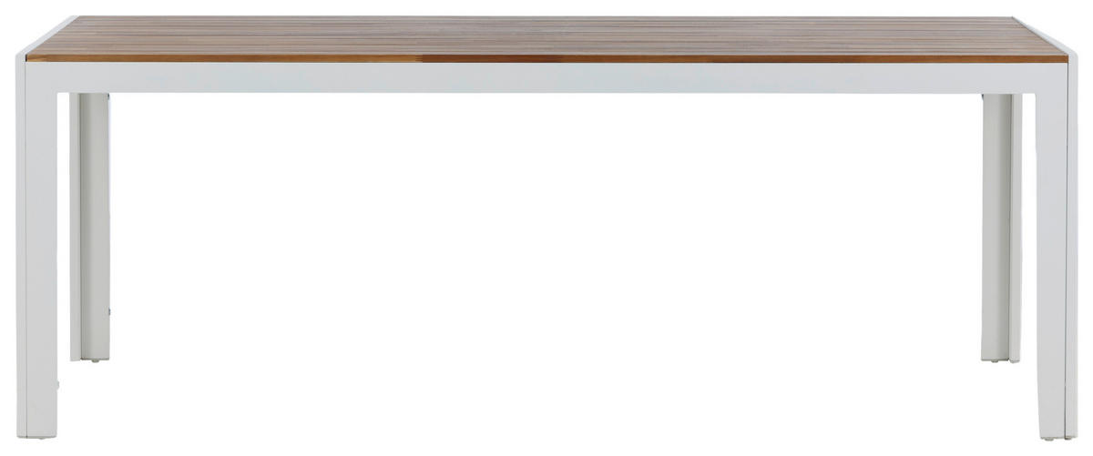 GARTENTISCH 200/100/76 cm  - Weiß/Akaziefarben, KONVENTIONELL, Holz/Metall (200/100/76cm) - Gardenson