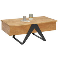 COUCHTISCH Akazie massiv 115/60/45(59) cm rechteckig Schwarz, Akaziefarben  - Schwarz/Akaziefarben, MODERN, Holz/Metall (115/60/45(59)cm) - Livetastic