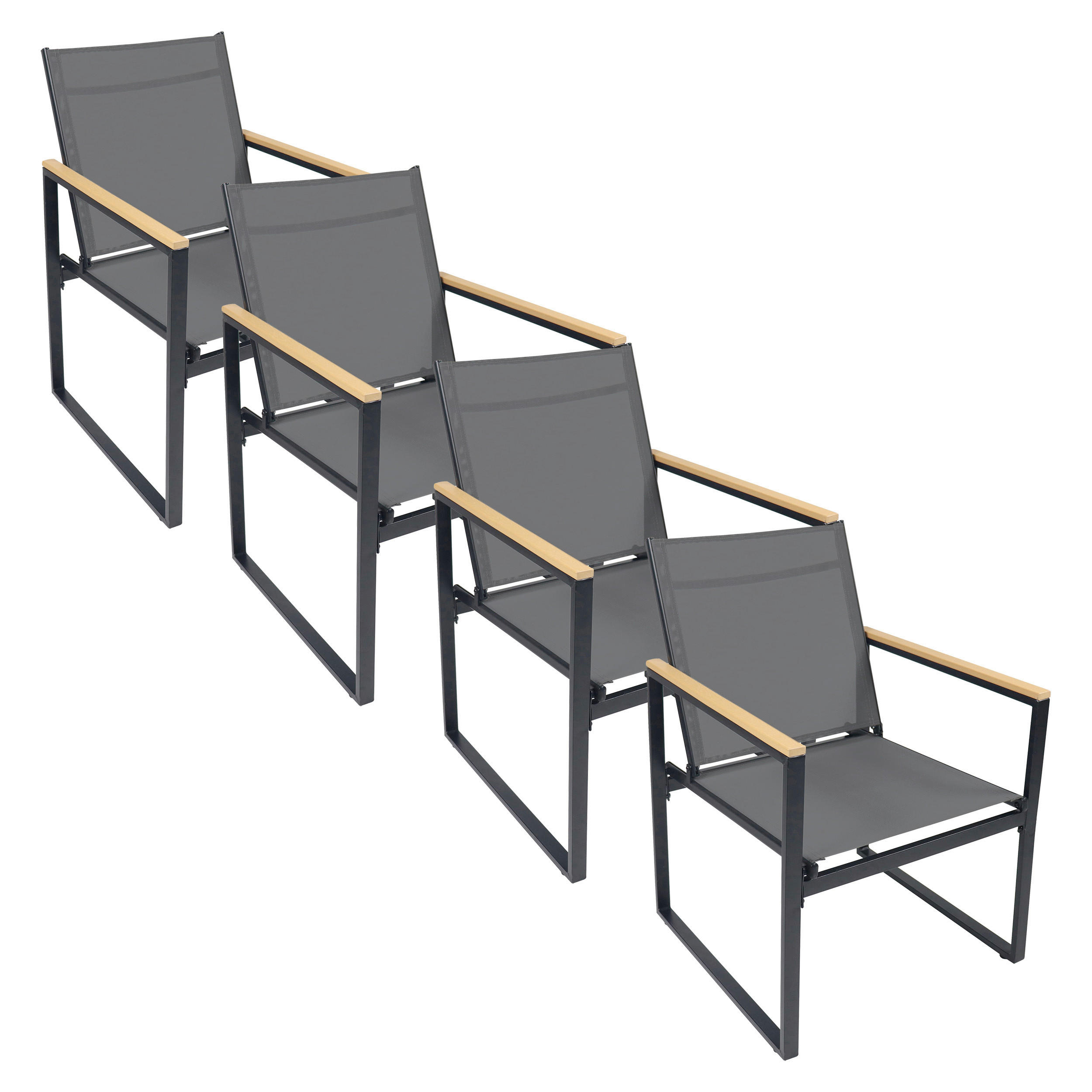 GARTENSTUHL-SET Anthrazit  - Honigeiche/Anthrazit, MODERN, Holzwerkstoff/Kunststoff (54/83/65cm) - MID.YOU