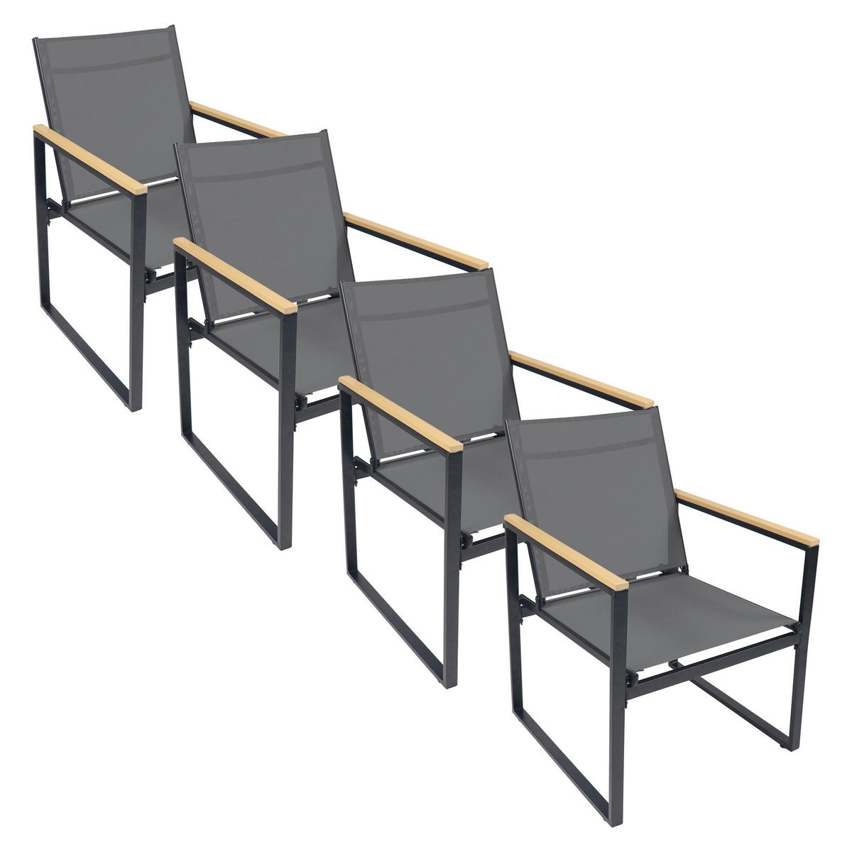 GARTENSTUHL-SET Metall, Kunststoff Anthrazit  - Honigeiche/Anthrazit, MODERN, Holzwerkstoff/Kunststoff (54/83/65cm) - Gardenson