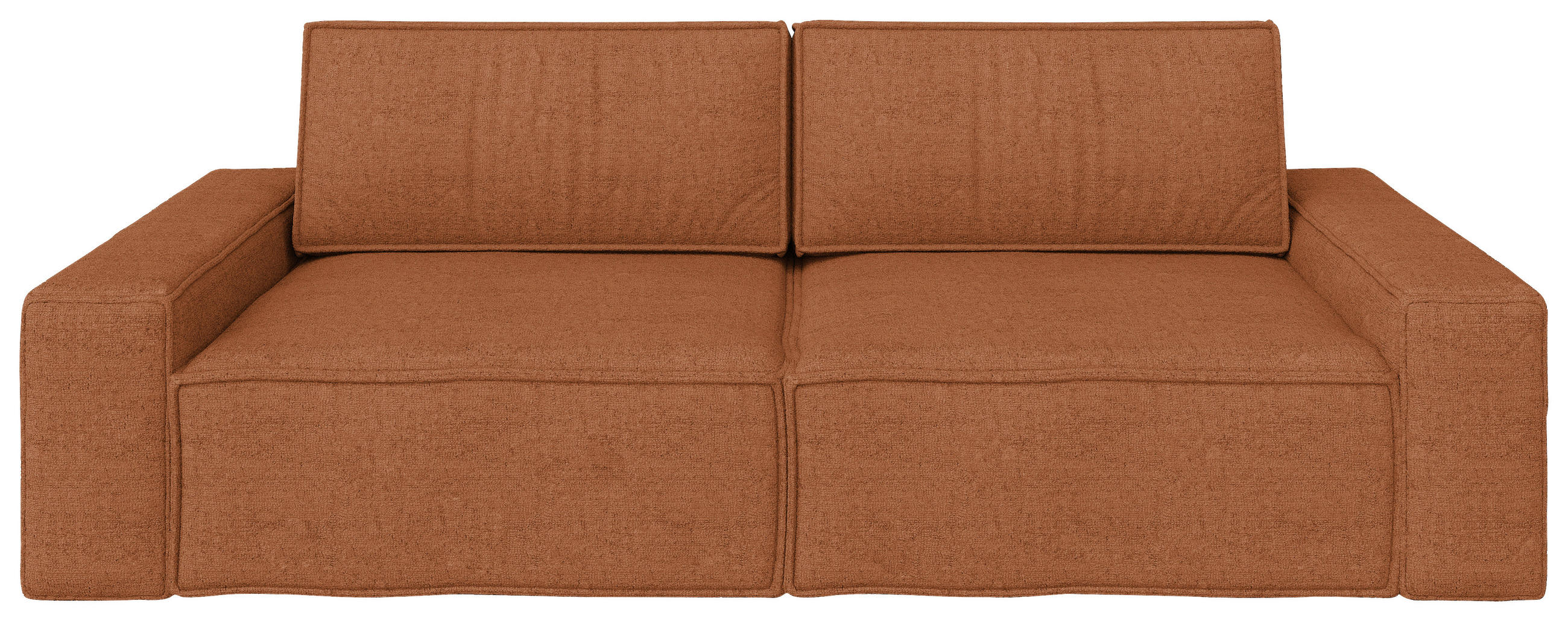 SCHLAFSOFA  mit Liegefunktion, Schlafen auf Sitzhöhe, Rücken echt Webstoff Rostfarben  - Rostfarben/Schwarz, KONVENTIONELL, Kunststoff/Textil (256/83/115cm) - Carryhome