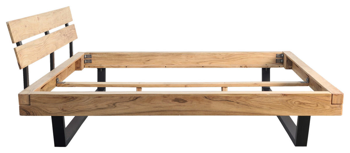 BALKENBETT 180/200 cm  in Naturfarben, Schwarz   - Schwarz/Naturfarben, MODERN, Holz/Metall (180/200cm) - MID.YOU