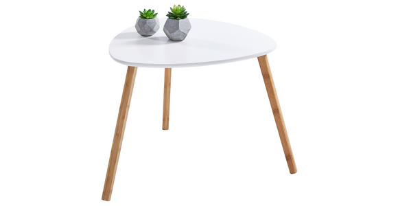 BEISTELLTISCH 55/55/45 cm Bambus teilmassiv Naturfarben, Weiß Freiform  - Naturfarben/Weiß, Design, Holz/Holzwerkstoff (55/55/45cm) - Carryhome
