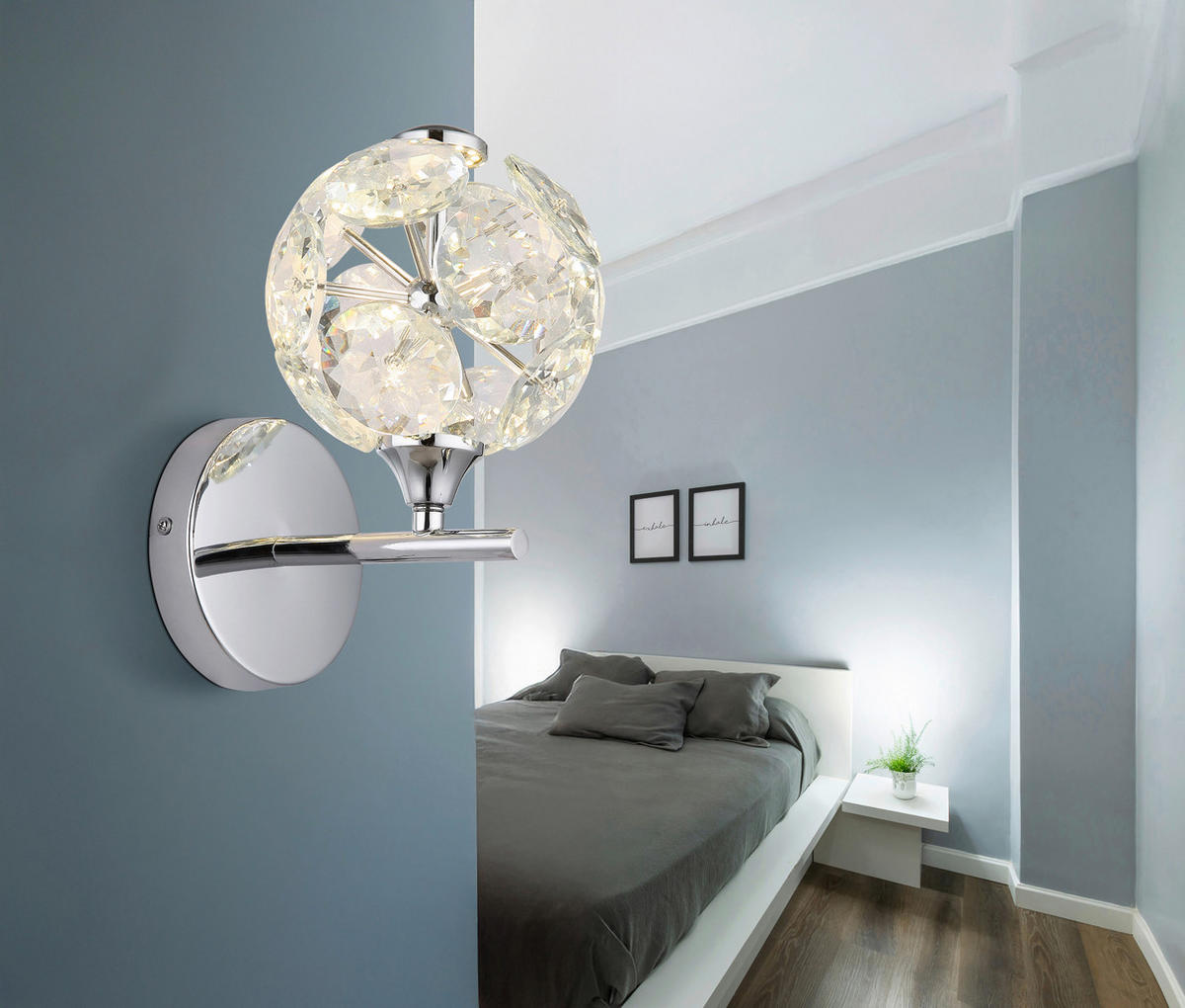 LED-WANDLEUCHTE 15/24 cm   - Klar/Chromfarben, KONVENTIONELL, Glas/Metall (15/24cm) - Globo