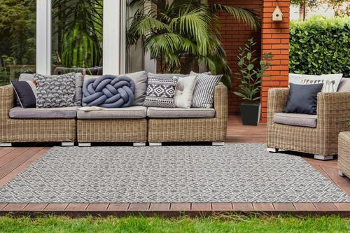 VENKOVNÍ KOBEREC, 160/230 cm, krémová, šedá - šedá/krémová, Trend, textil/plast (160/230cm)