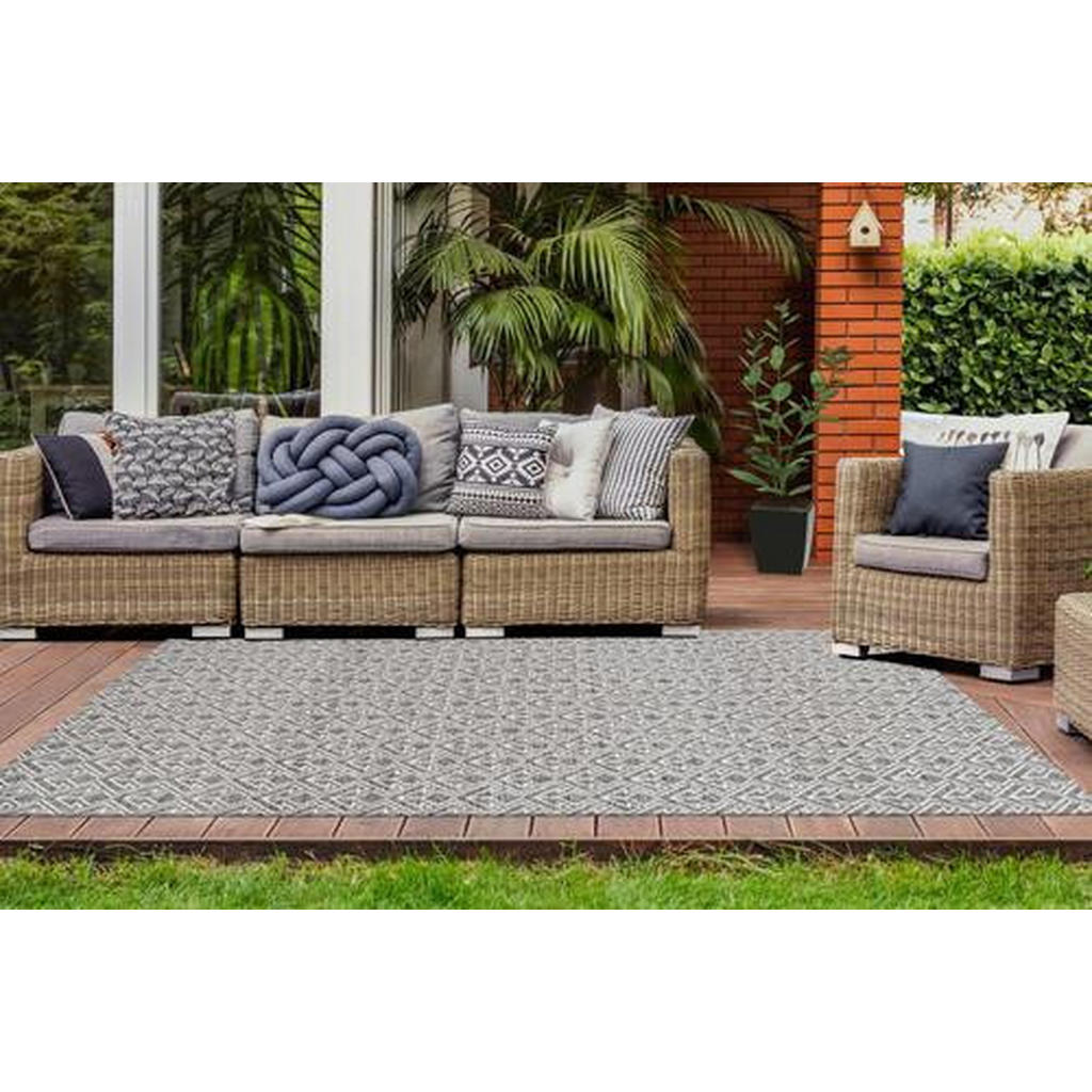 Thumbnail - Kayoom Outdoorteppich Yoga, Creme, Grau, Textil, rechteckig, 160x230 cm, pflegeleicht, strapazierfähig, Teppiche & Böden...