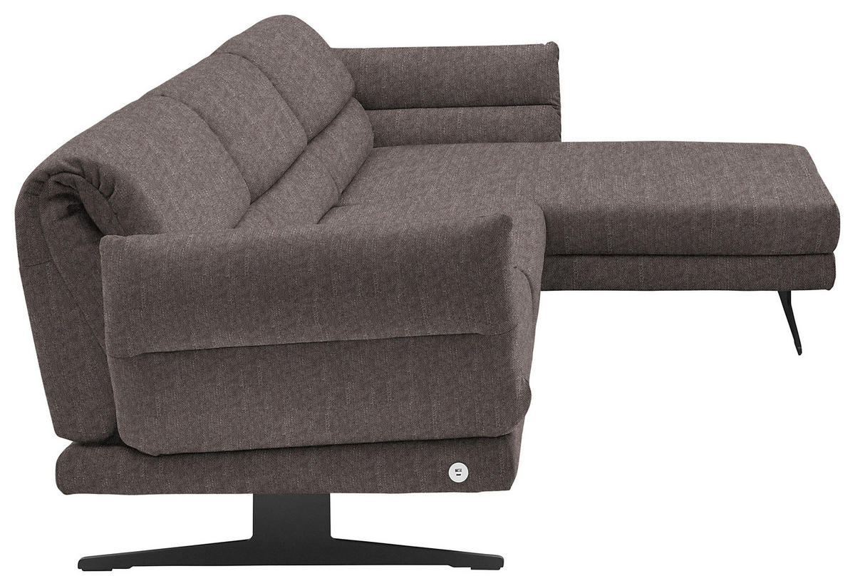 ECKSOFA in Flachgewebe Greige  - Greige/Schwarz, Design, Textil/Metall (279-327/176-217cm) - Dieter Knoll
