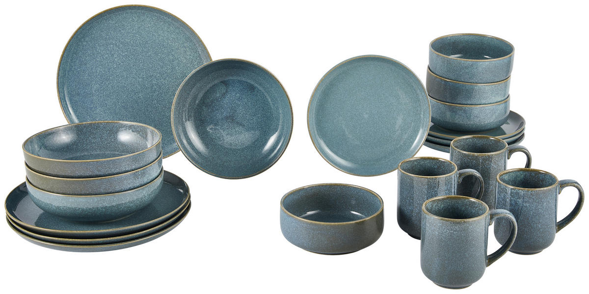 KOMBISERVICE Marbella 20-teilig  - Blau, Trend, Keramik - Novel