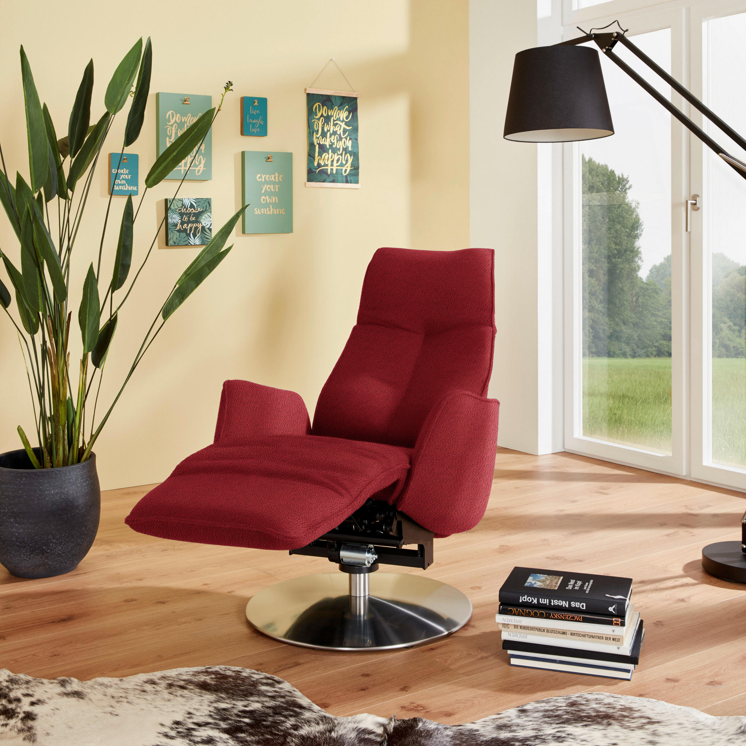 RELAXSESSEL in Textil Rot  - Anthrazit/Rot, Design, Textil/Metall (71/114/84cm) - Johann Jakob