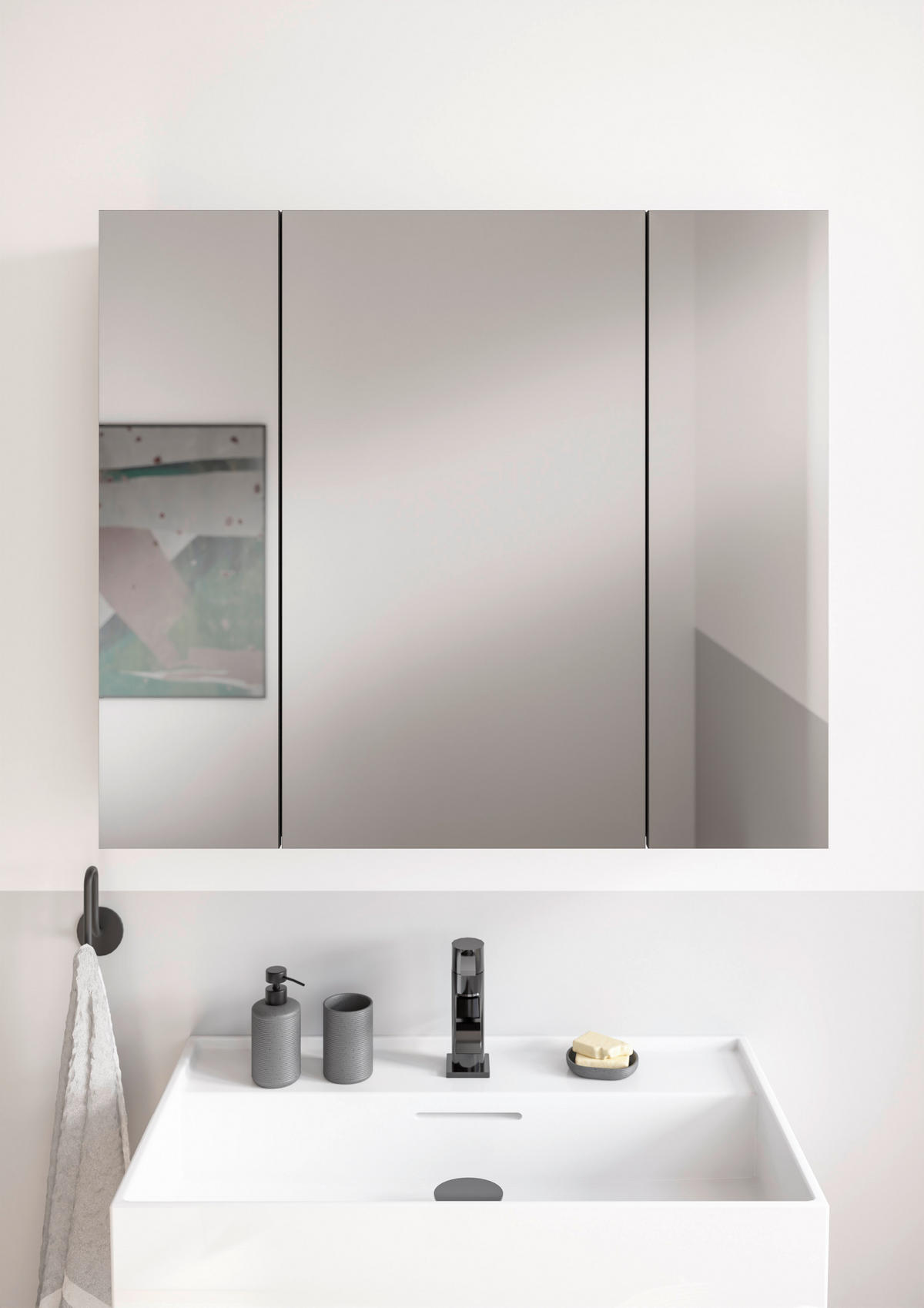 SPIEGELSCHRANK 80/70/20 cm  - Schwarz, MODERN, Glas/Holzwerkstoff (80/70/20cm) - MID.YOU