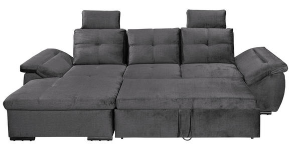 ECKSOFA  in Mikrovelours Grau  - Schwarz/Grau, KONVENTIONELL, Kunststoff/Textil (170/275cm) - Carryhome