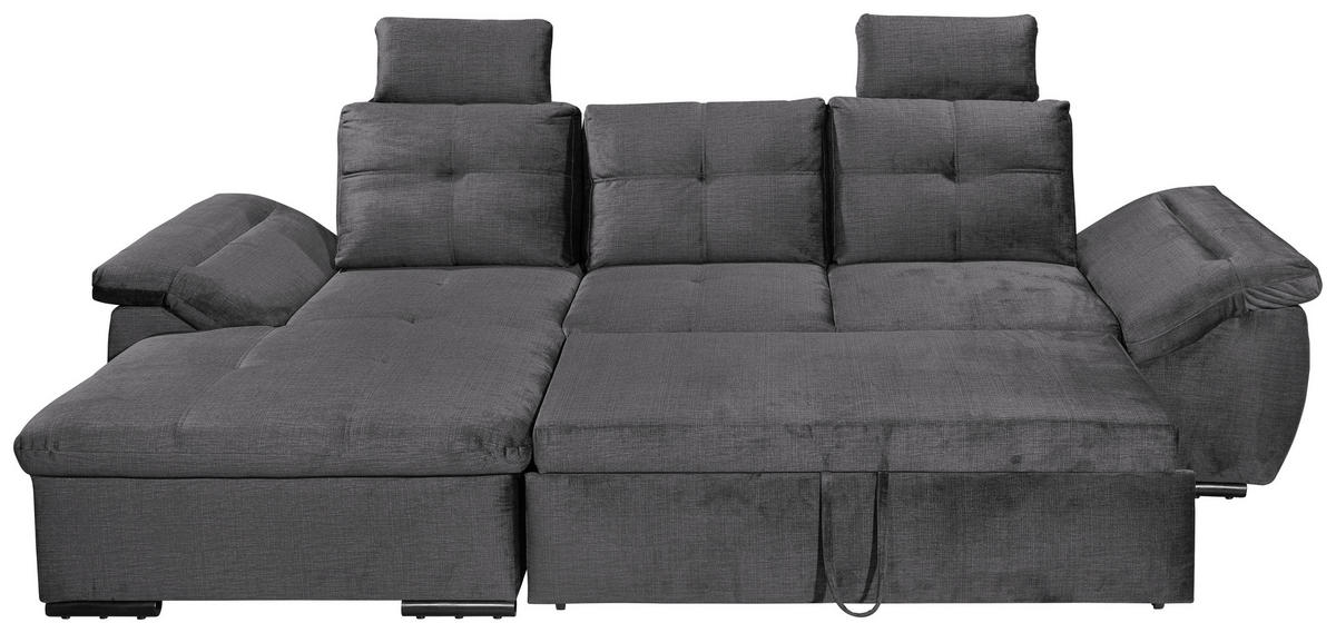 ECKSOFA in Mikrovelours Grau  - Schwarz/Grau, Konventionell, Kunststoff/Textil (170/275cm) - Carryhome