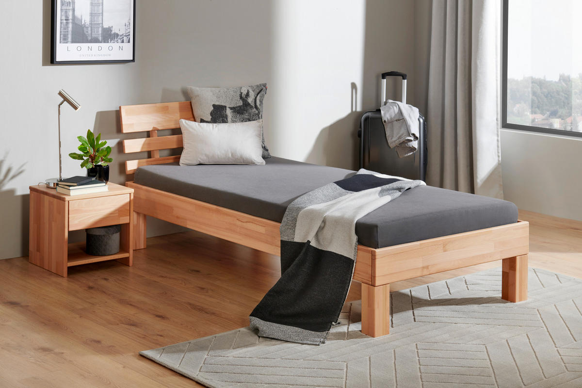 BETT 90/200 cm  in Kernbuche   - Kernbuche, Natur, Holz (90/200cm) - MID.YOU