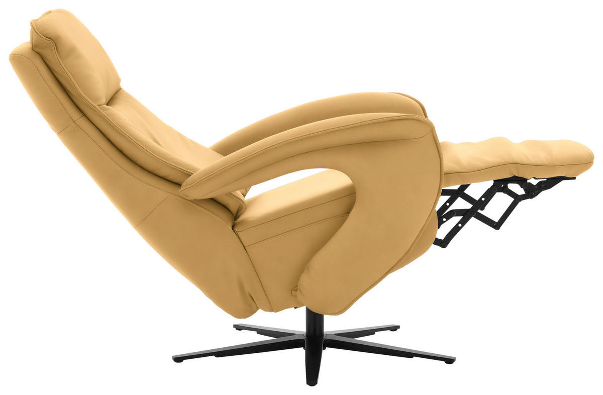 RELAXSESSEL in Leder Gelb  - Gelb/Schwarz, Design, Leder/Metall (77/110/87cm) - Valdera
