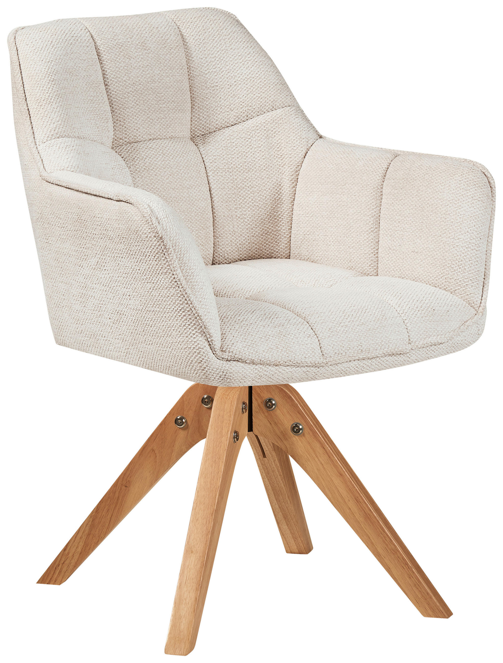 ARMLEHNSTUHL  in Textilgeflecht  - Hellbraun/Creme, MODERN, Holz/Textil (63/84/61cm) - Kayoom