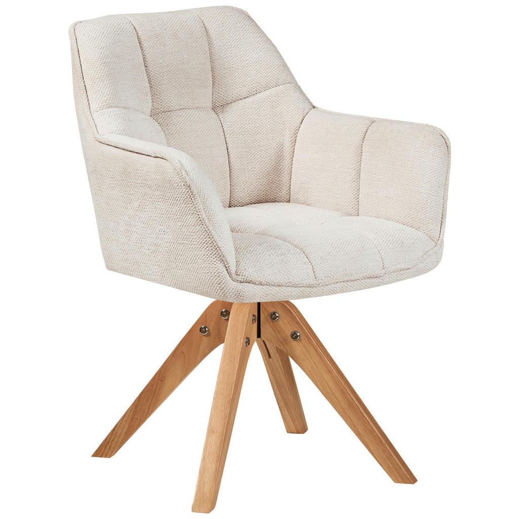 MID.YOU ŽIDLE S PODRUČKAMI, splétaný textil, krémová
