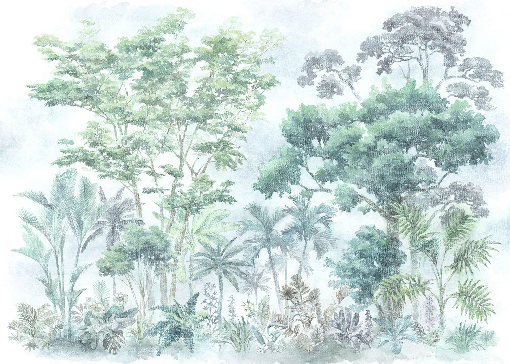 Xora Vliestapete Blau, Grün, Weiß 350x250 cm