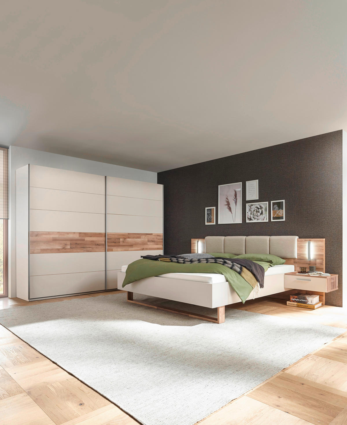  SCHWEBETÜRENSCHRANK 270/210/60 cm 2-türig  - Champagner/Eichefarben, Modern, Holzwerkstoff/Metall (270/210/60cm) - MID.YOU