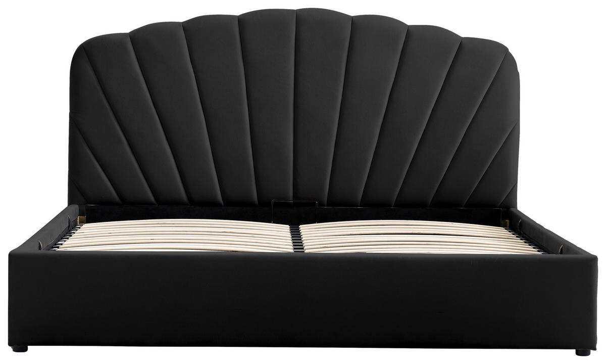 POLSTERBETT Lattenrost, Bettkasten 180/200 cm  in Schwarz  - Schwarz/Naturfarben, Trend, Holz/Kunststoff (180/200cm) - Ambia Home