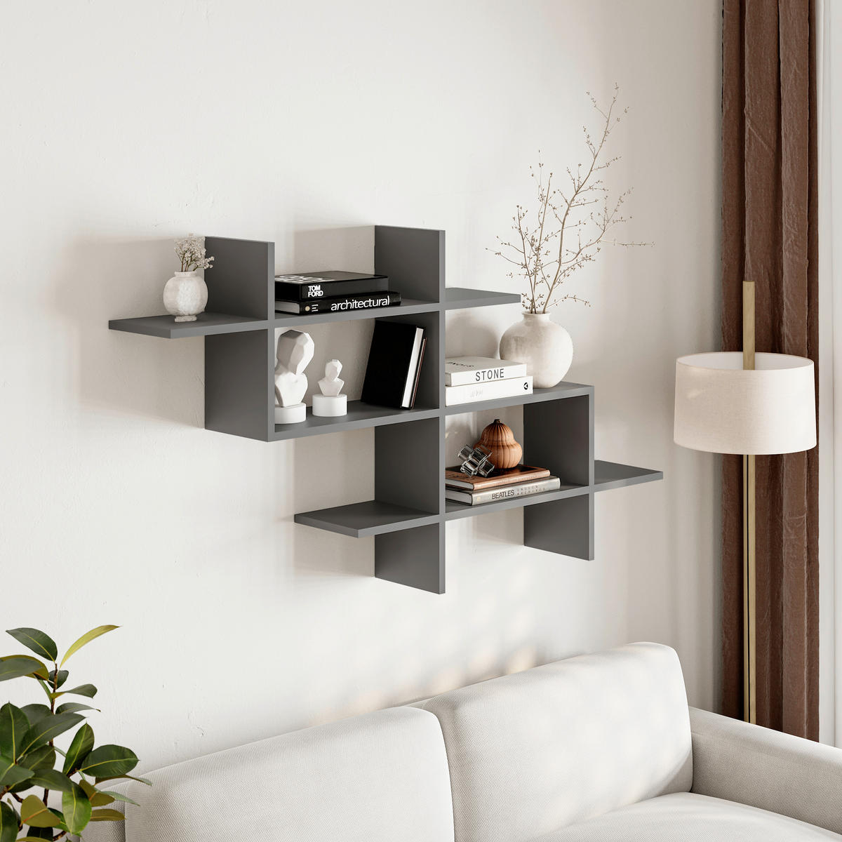 WANDREGAL 150/82/22 cm  - Anthrazit, Design, Holzwerkstoff (150/82/22cm) - Livetastic