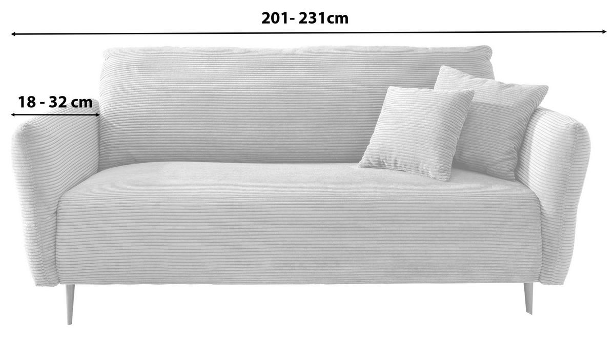 3-SITZER-SOFA in Cord Hellblau  - Schwarz/Hellblau, Design, Textil/Metall (201/97/102cm) - Livetastic