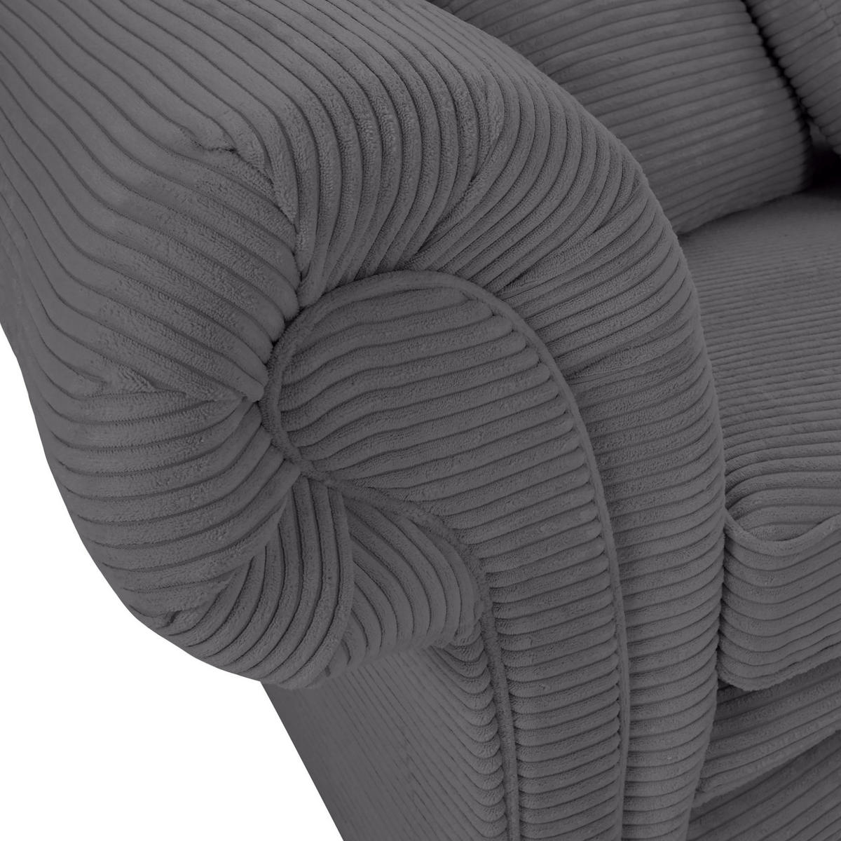 MEGASOFA Cord Dunkelgrau  - Dunkelgrau/Schwarz, ROMANTIK / LANDHAUS, Holz/Textil (276/81/140cm) - Landscape