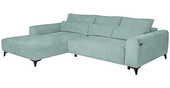 ECKSOFA  in Chenille Hellblau  222/279 cm  - Schwarz/Hellblau, KONVENTIONELL, Kunststoff/Textil (222/279cm) - Hom`in