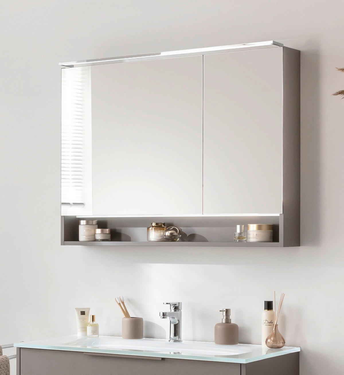 SPIEGELSCHRANK 90/71,8/15,6 cm  - Silberfarben/Grau, Basics, Glas/Holzwerkstoff (90/71,8/15,6cm) - MID.YOU