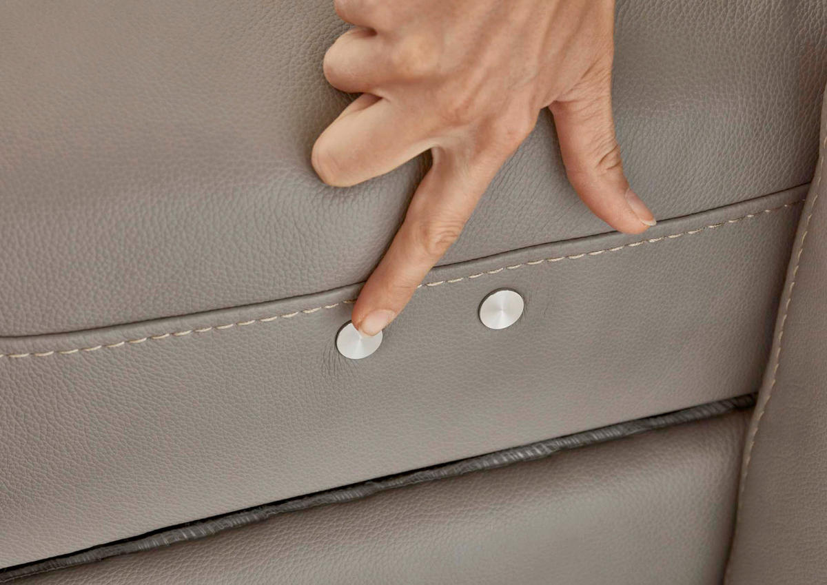 ECKSOFA Grau Echtleder  - Chromfarben/Grau, Design, Leder/Metall (176/271cm) - Valdera