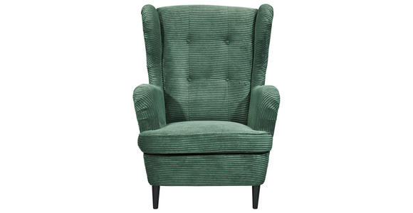 OHRENSESSEL Cord Dunkelgrün  - Dunkelgrün/Schwarz, Basics, Holz/Textil (78/102/98cm) - Carryhome