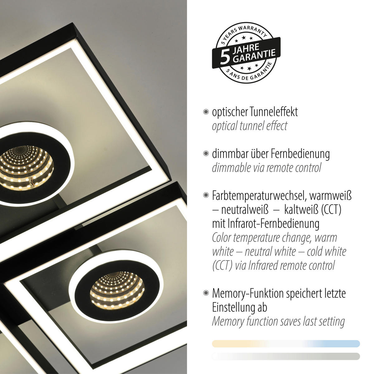 LED-DECKENLEUCHTE 53/53/6,2 cm   - Schwarz, Design, Kunststoff/Metall (53/53/6,2cm)