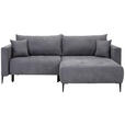 ECKSOFA Dunkelgrau Velours  - Dunkelgrau/Schwarz, KONVENTIONELL, Textil/Metall (226/155cm) - Carryhome
