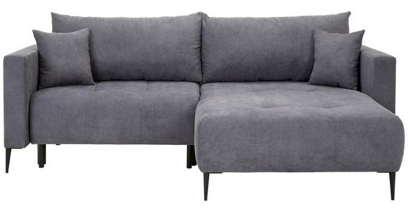 ECKSOFA Dunkelgrau Velours - Dunkelgrau/Schwarz, KONVENTIONELL, Textil/Metall (226/155cm) - Carryhome