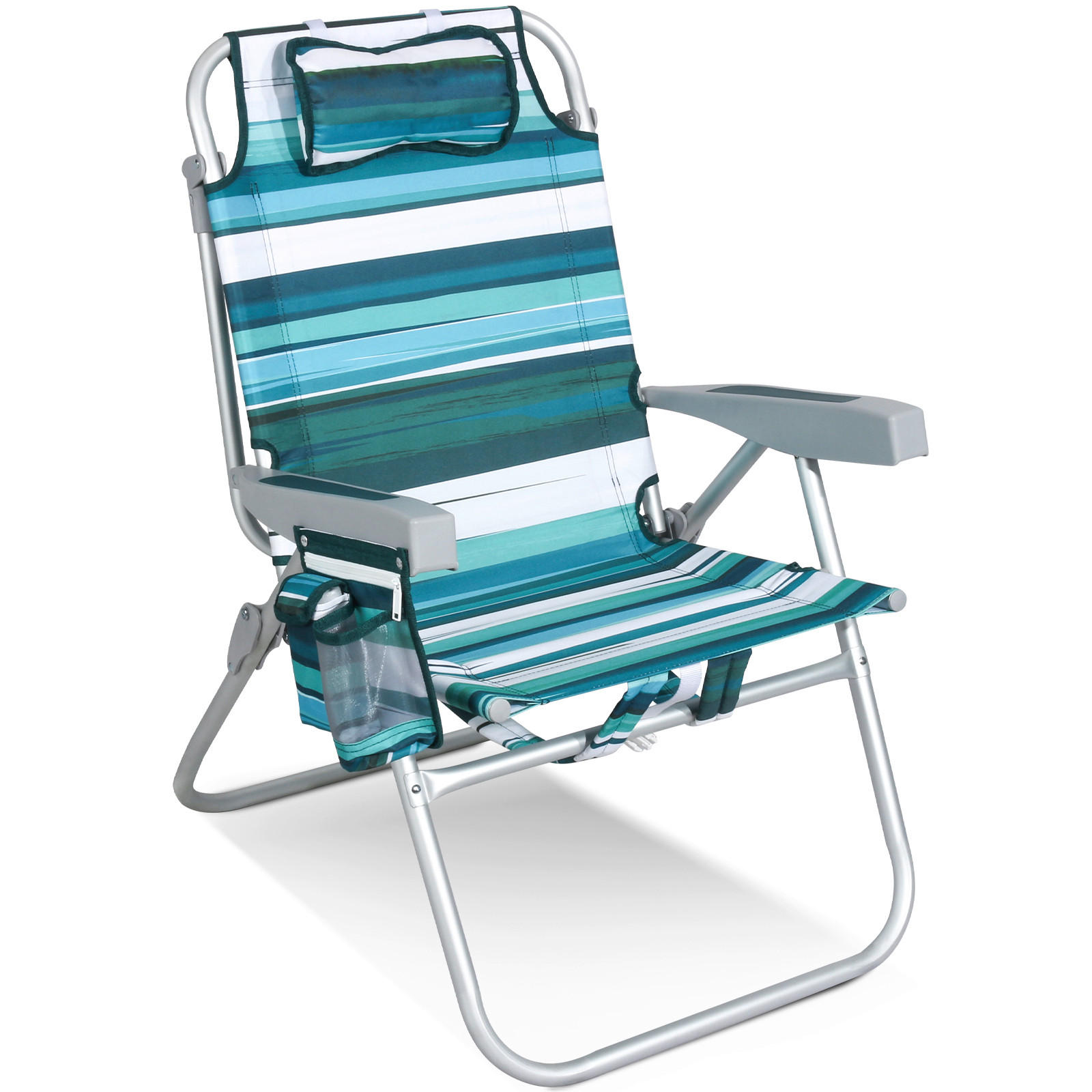 STRANDSTUHL Aluminium Grün, Türkis  - Türkis/Grün, Basics, Textil/Metall (57/90/76cm) - Modante