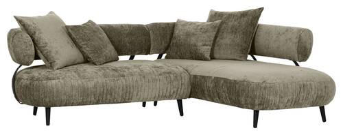 ECKSOFA in Chenille Taupe  265/200 cm  - Taupe/Schwarz, Design, Holz/Textil (265/200cm) - Landscape