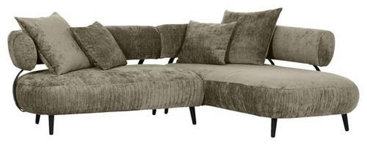 ECKSOFA in Chenille Taupe  - Taupe/Schwarz, Design, Holz/Textil (265/200cm) - Landscape