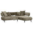 ECKSOFA Taupe Chenille  - Taupe/Schwarz, Design, Holz/Textil (265/200cm) - Landscape