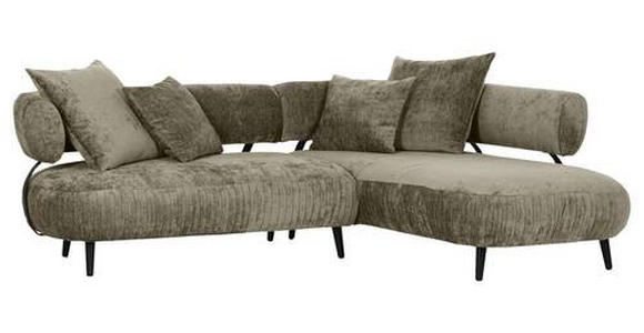 ECKSOFA Taupe Chenille  - Taupe/Schwarz, Design, Holz/Textil (265/200cm) - Landscape