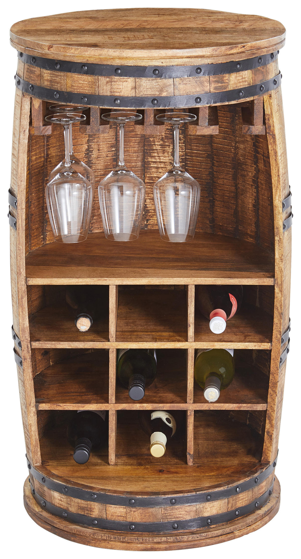 BAR Mangoholz massiv Naturfarben  - Naturfarben, Trend, Holz/Metall (50/90/50cm) - Landscape