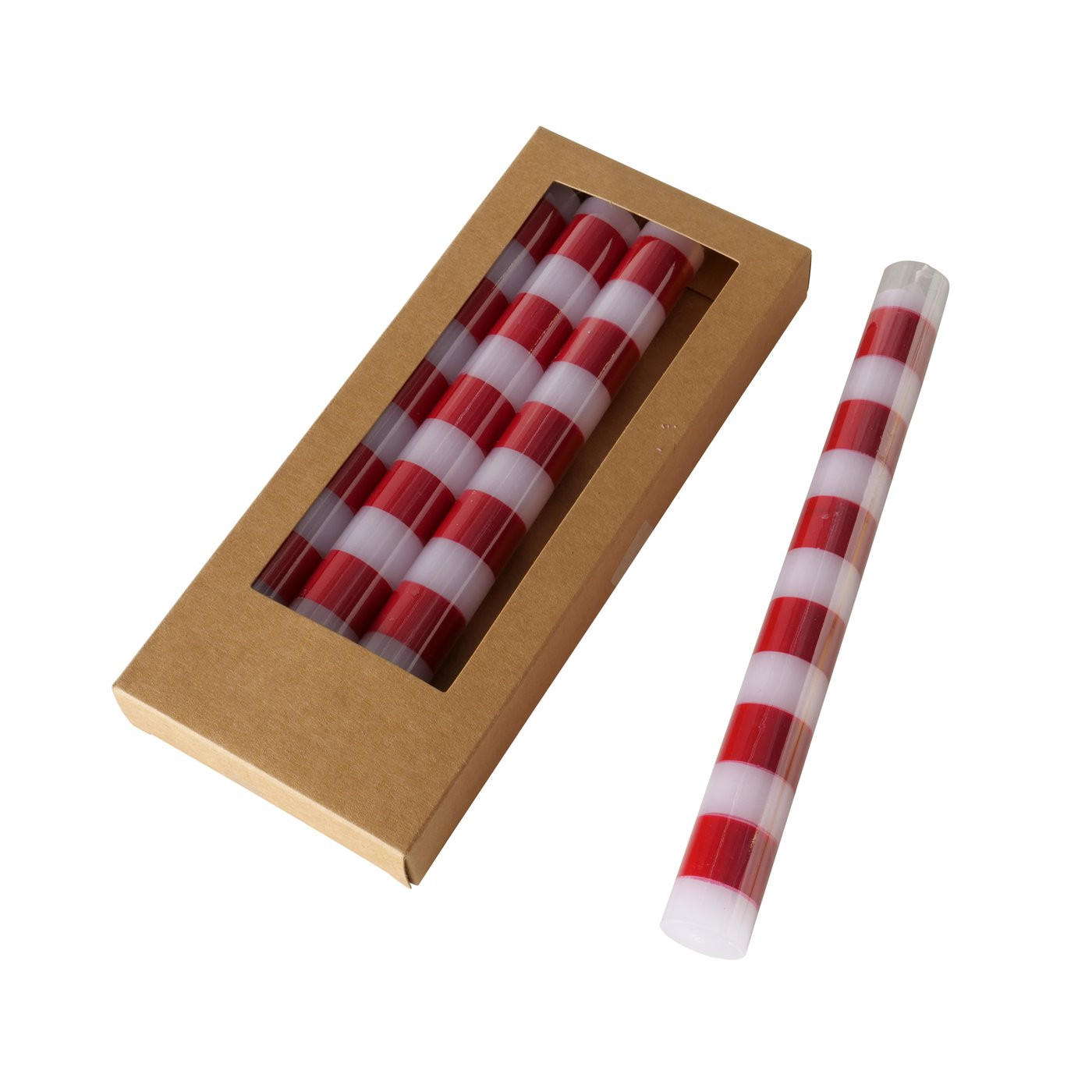  STABKERZENSET  - Rot/Weiß, Basics, Naturmaterialien/Paraffin (2,2/20cm)