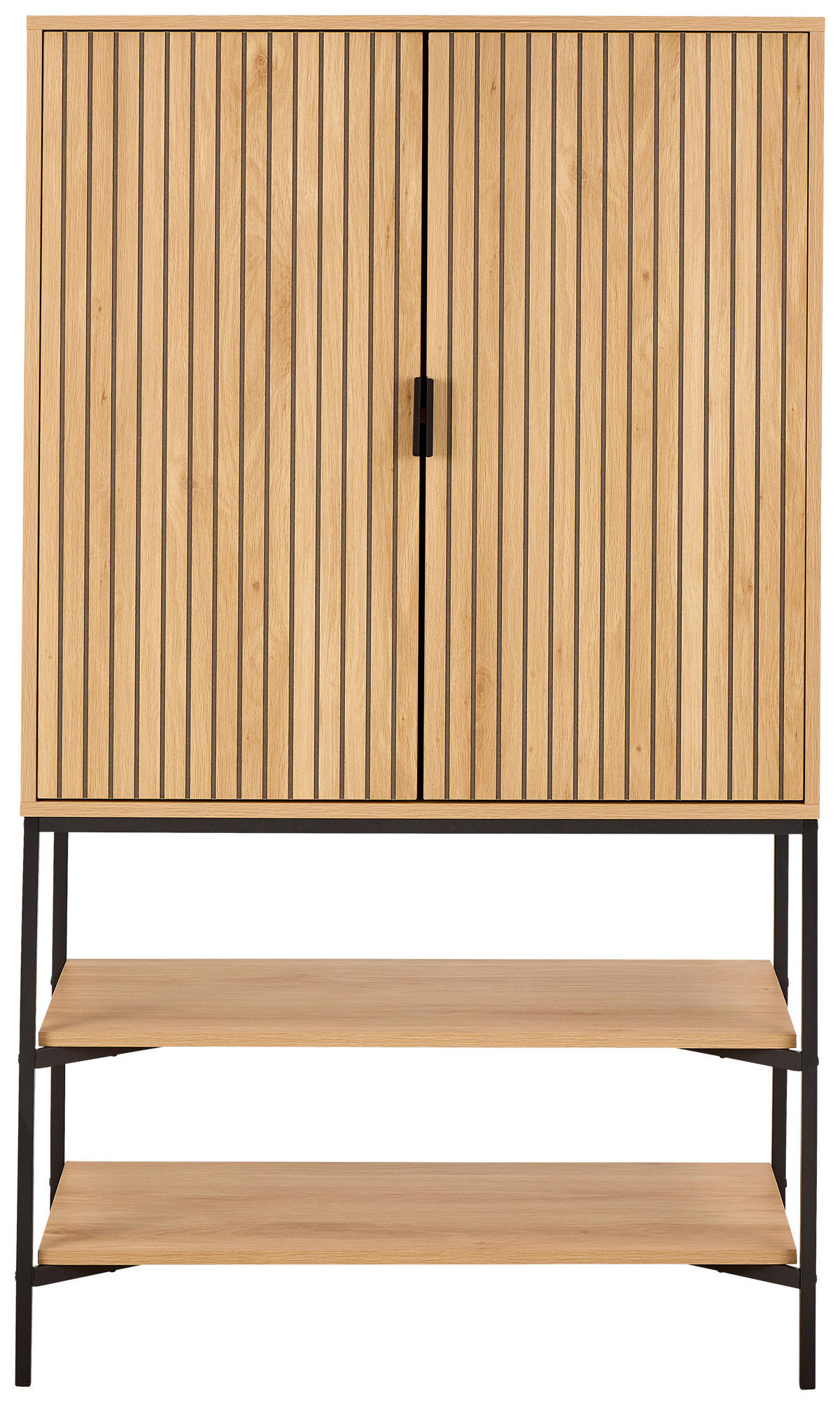 VISOKA KOMODA, črna, barve hrasta  - črna/barve hrasta, Design, kovina/leseni material (80/140/40cm) - Livetastic